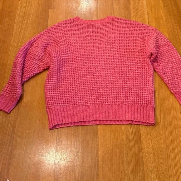 American Eagle Outfitters Pink V-Neck Sweater Size Medium Oversized Cozy Chunky - Picture 3 of 8
